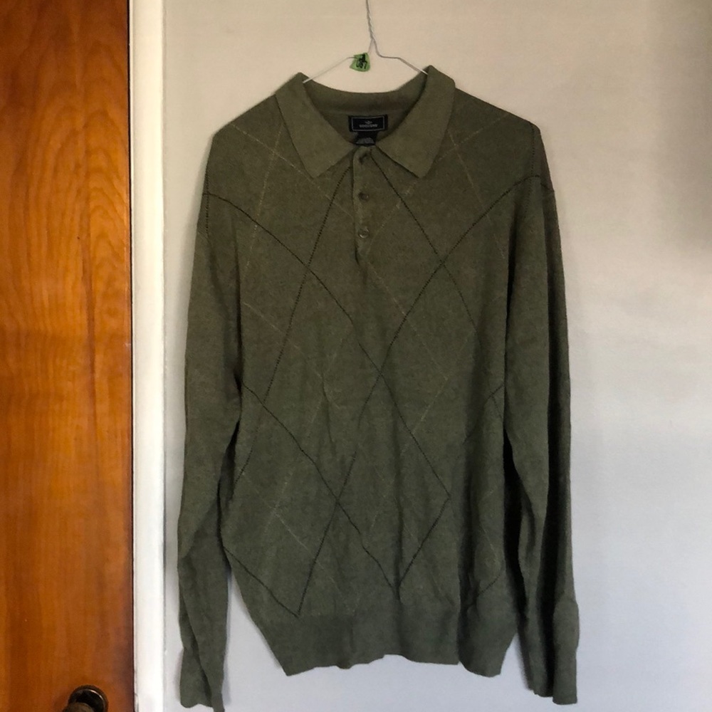 Dockers Mens Acrylic Green Long Sleeve Shirt